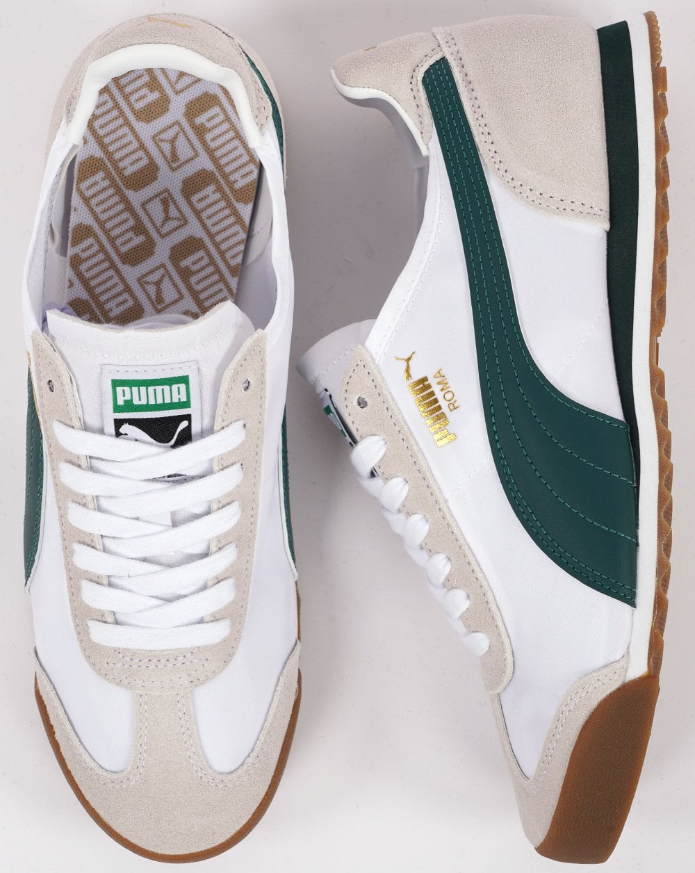Puma Roma Trainers White Green Exclusive