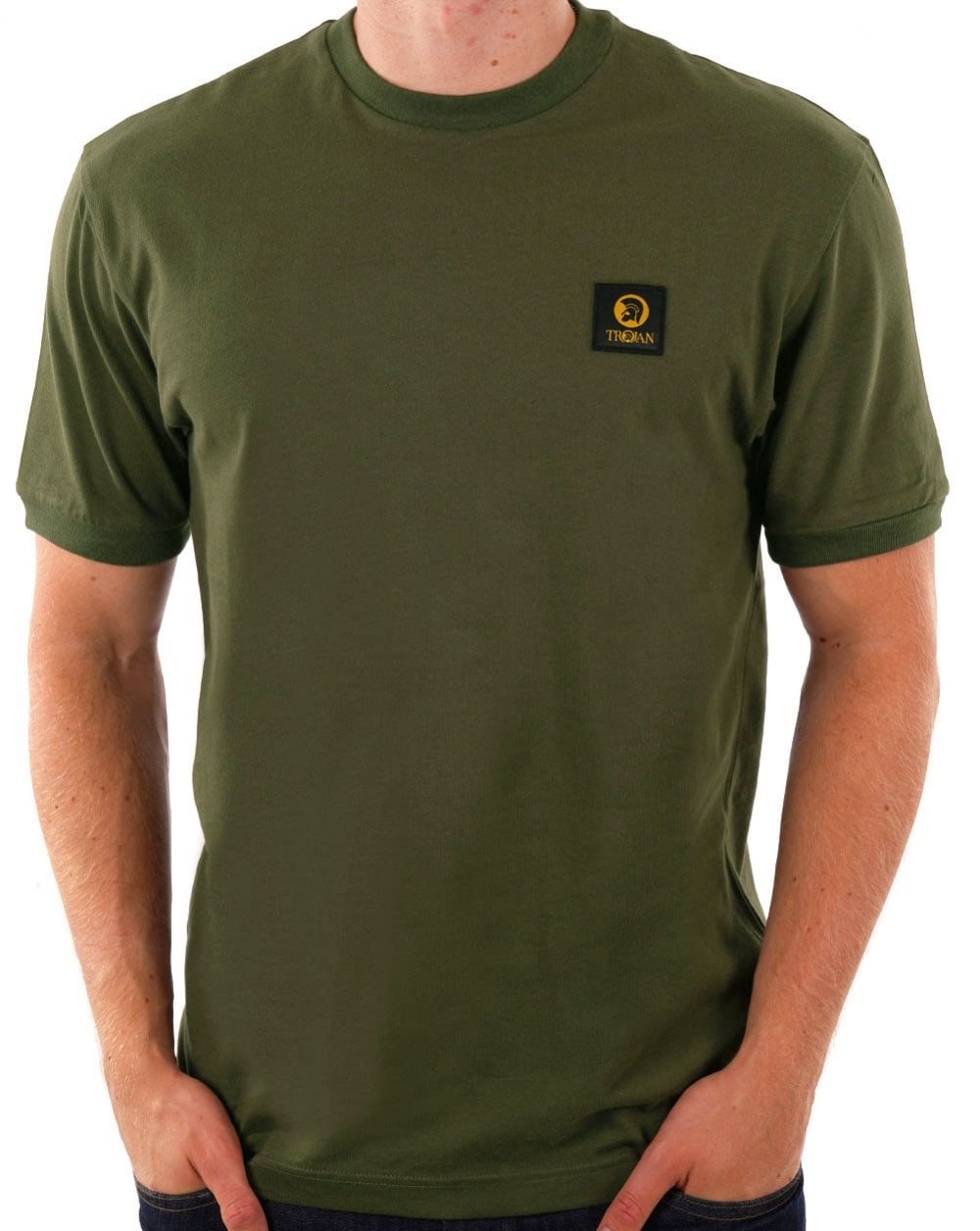 Trojan Badged Plain T-shirt Army Green