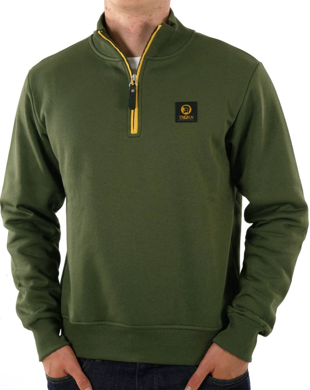 Trojan Half Zip Sweatshirt Army