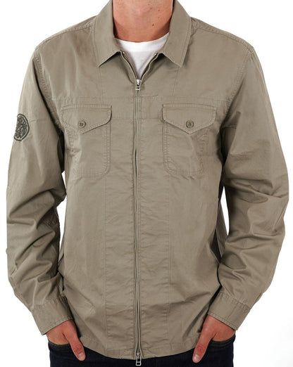 Pretty Green Armstrong Zip Overshirt Khaki