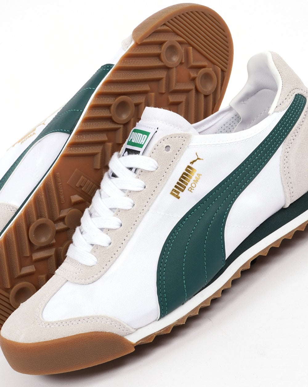 Puma Roma Trainers White Green Exclusive