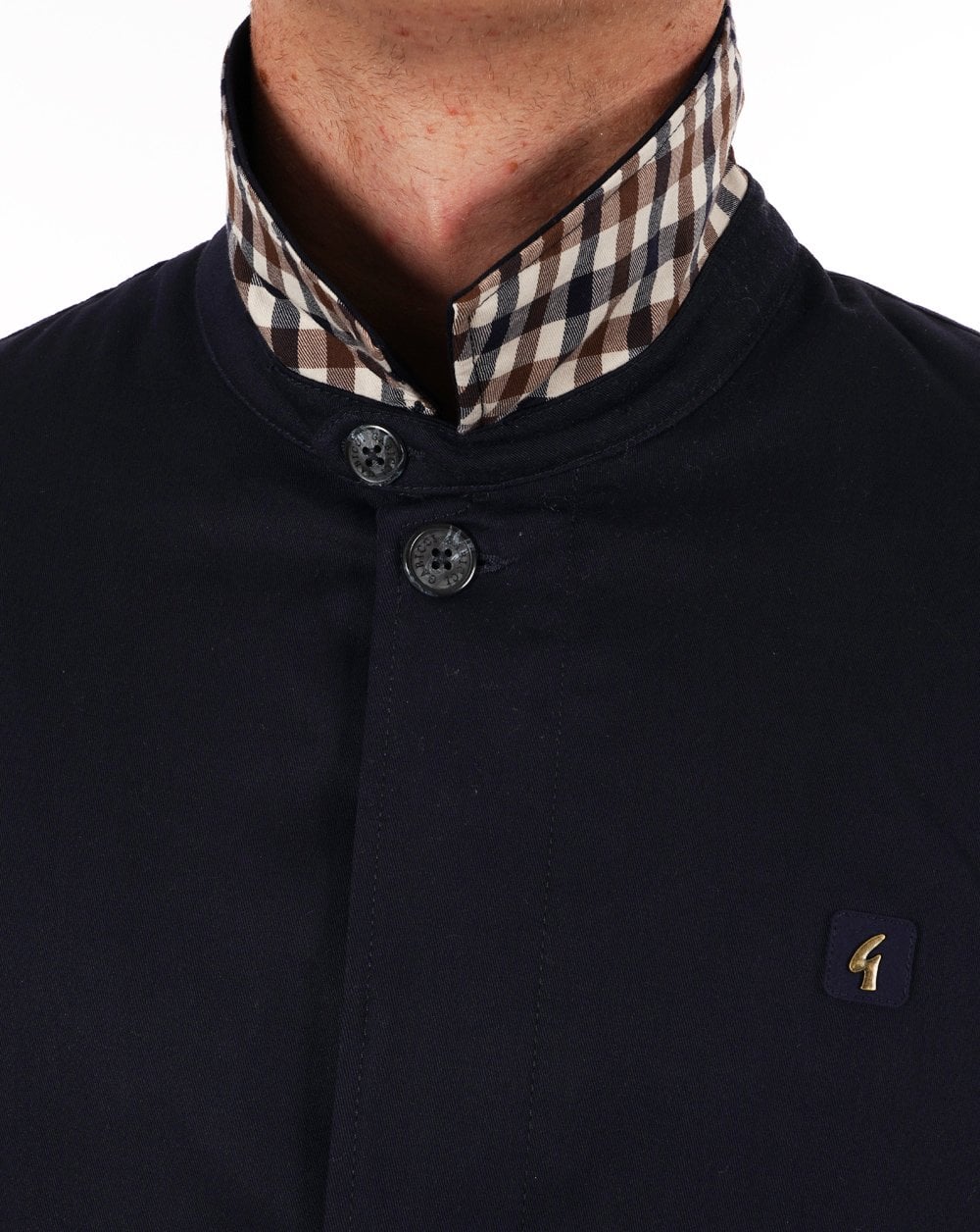 Gabicci Vintage Mac Navy Check collar