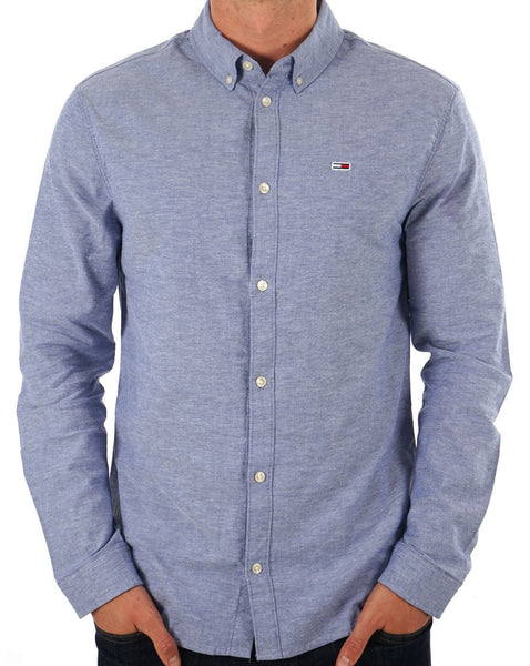 Tommy Jeans Stretch Oxford Cotton Shirt Bright Blue