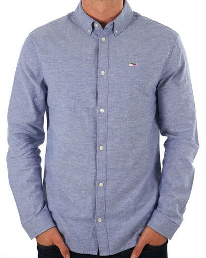Tommy Jeans Stretch Oxford Cotton Shirt Bright Blue
