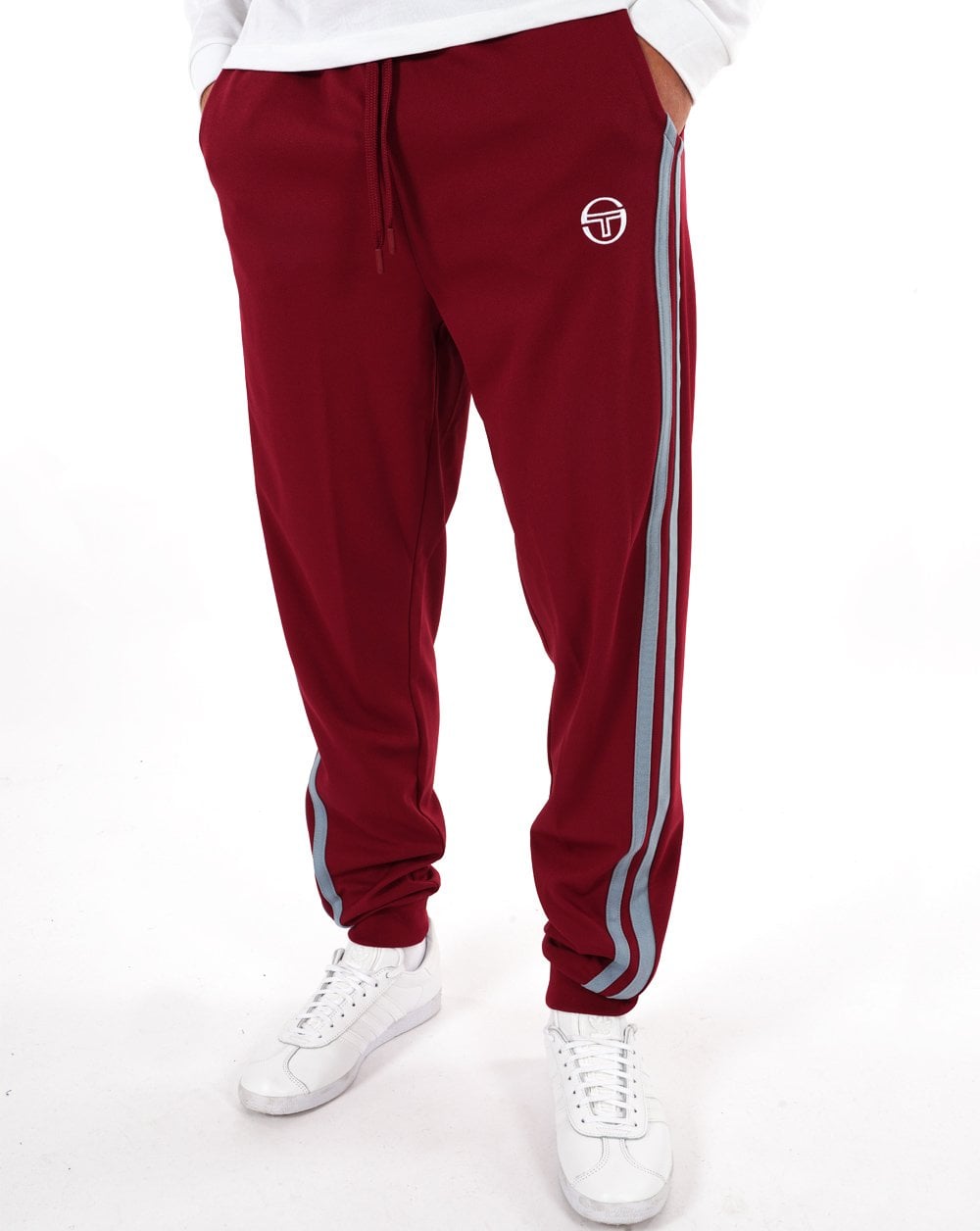 Sergio Tacchini 2 Stripe Track Pants Claret Blue