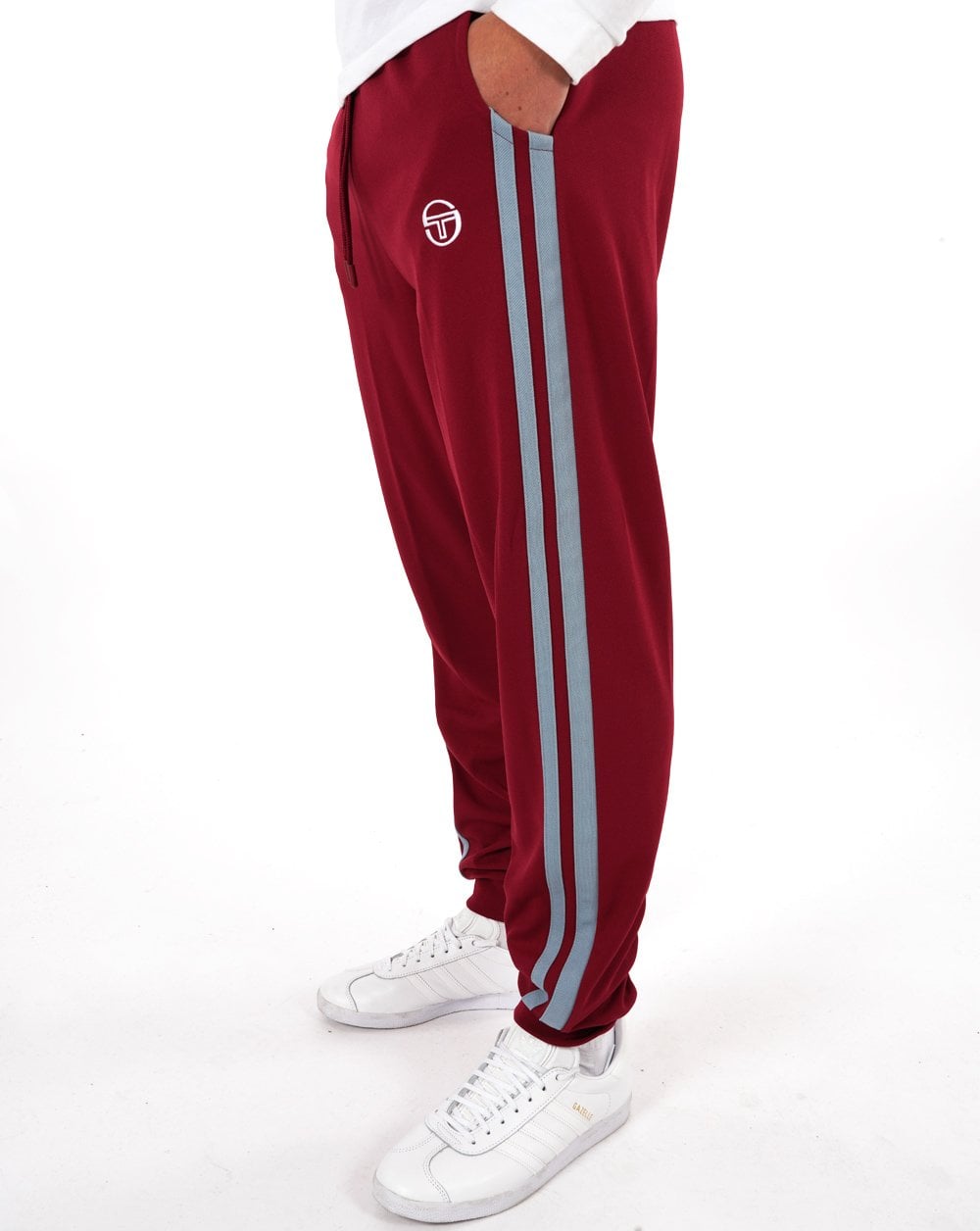 Sergio Tacchini 2 Stripe Track Pants Claret Blue