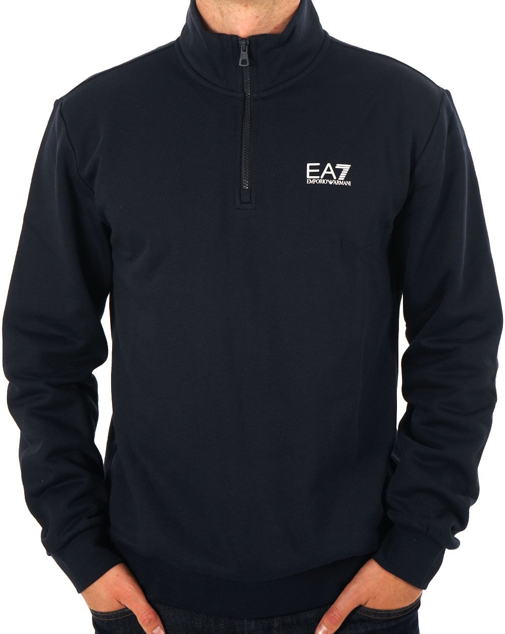 EA7 Emporio Armani 1/4 Zip Logo Sweatshirt Navy Blue