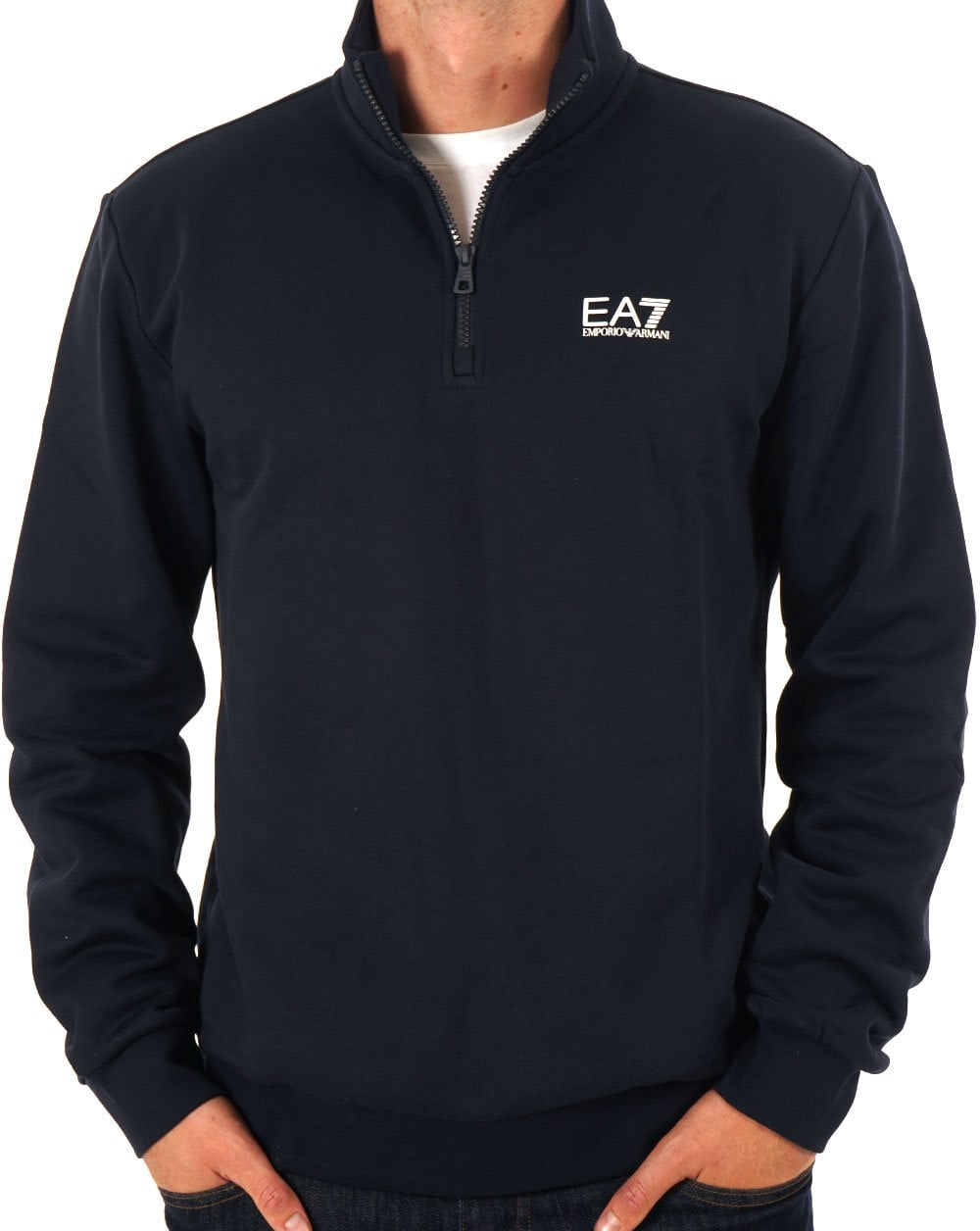 EA7 Emporio Armani 1/4 Zip Logo Sweatshirt Navy Blue