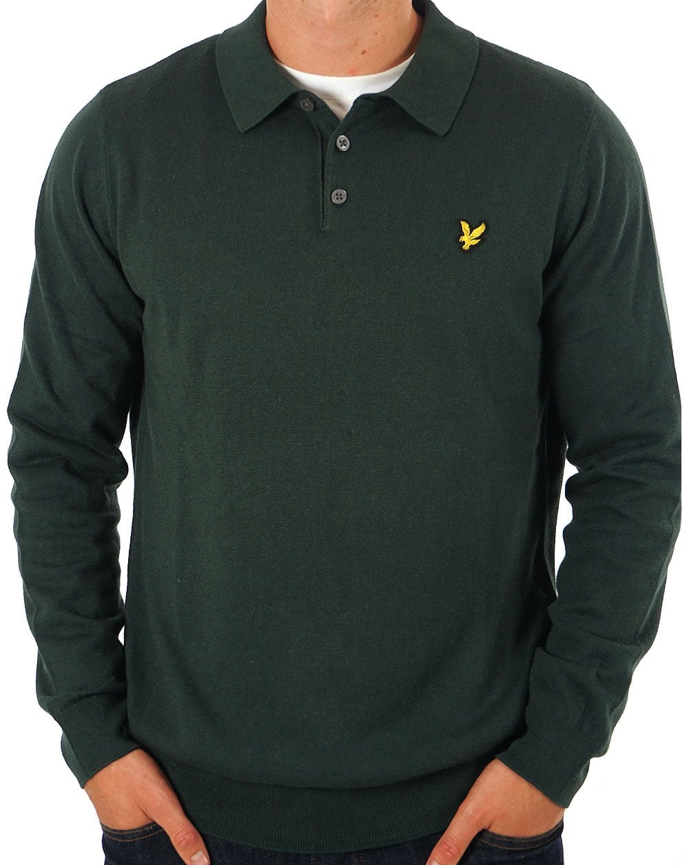 Lyle & Scott Cotton Merino LS Polo Argyle Teal