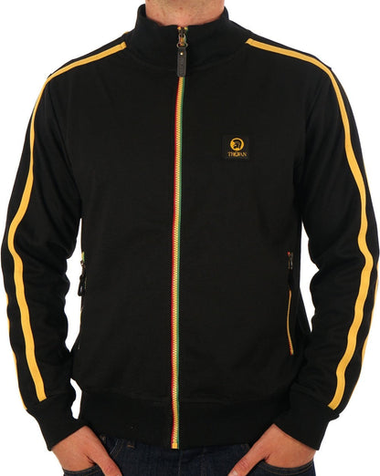Trojan Contrast Zip Track Top Black