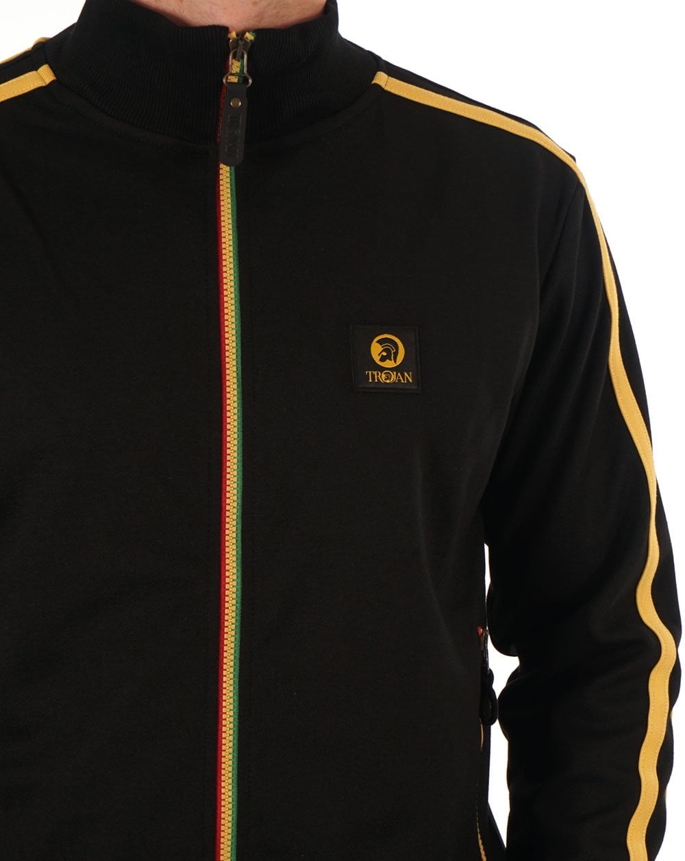 Trojan Contrast Zip Track Top Black