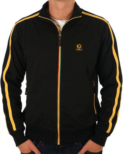 Trojan Contrast Zip Track Top Black
