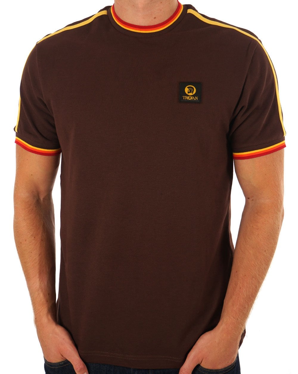 Trojan Three Colour Tipped T-shirt Chocolate