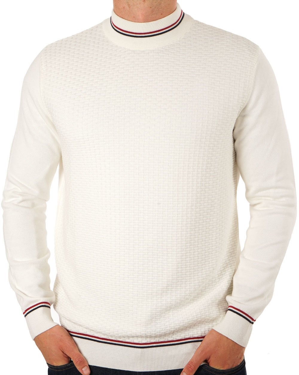 Trojan Basket Weave Turtle Neck Ecru