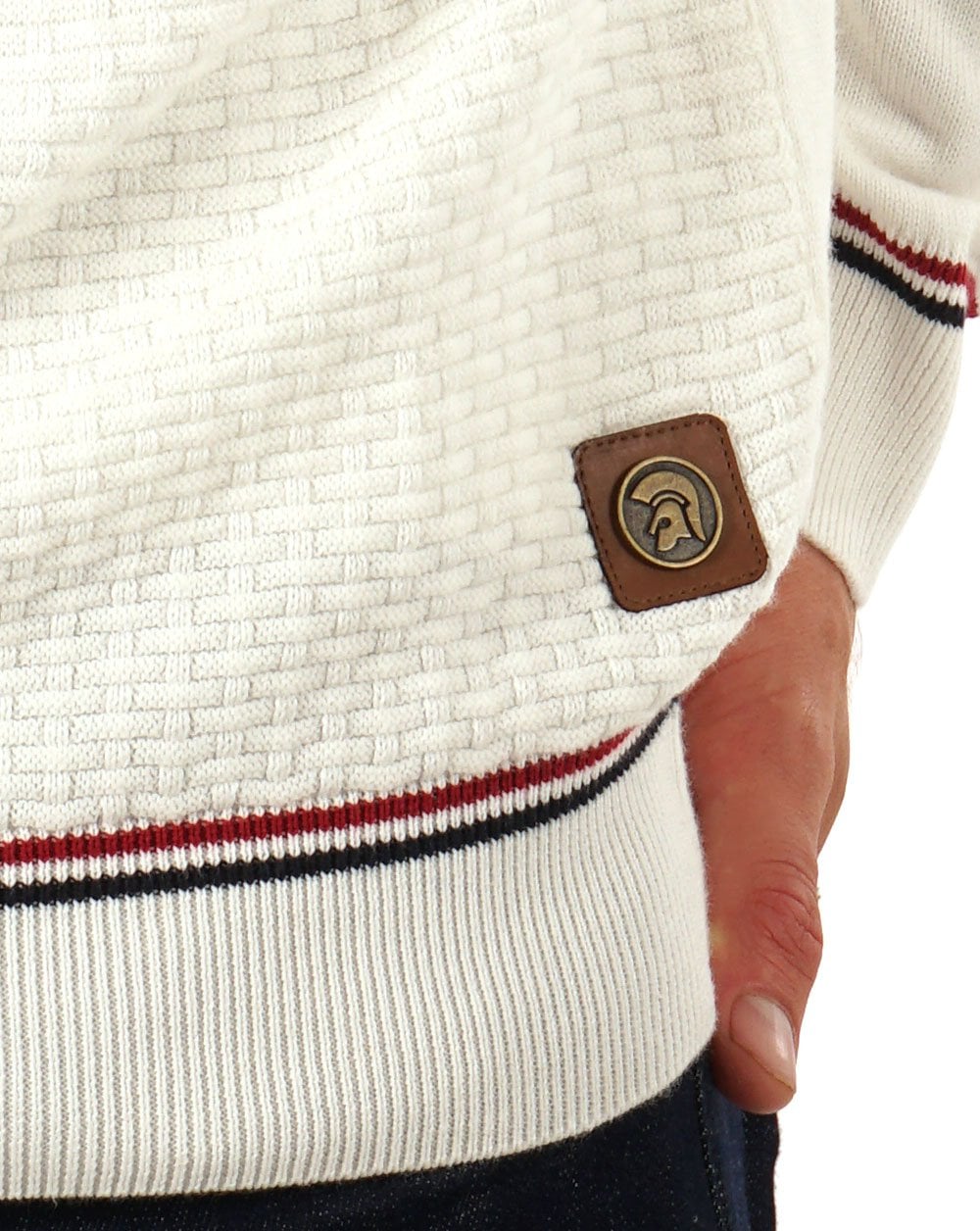 Trojan Basket Weave Turtle Neck Ecru