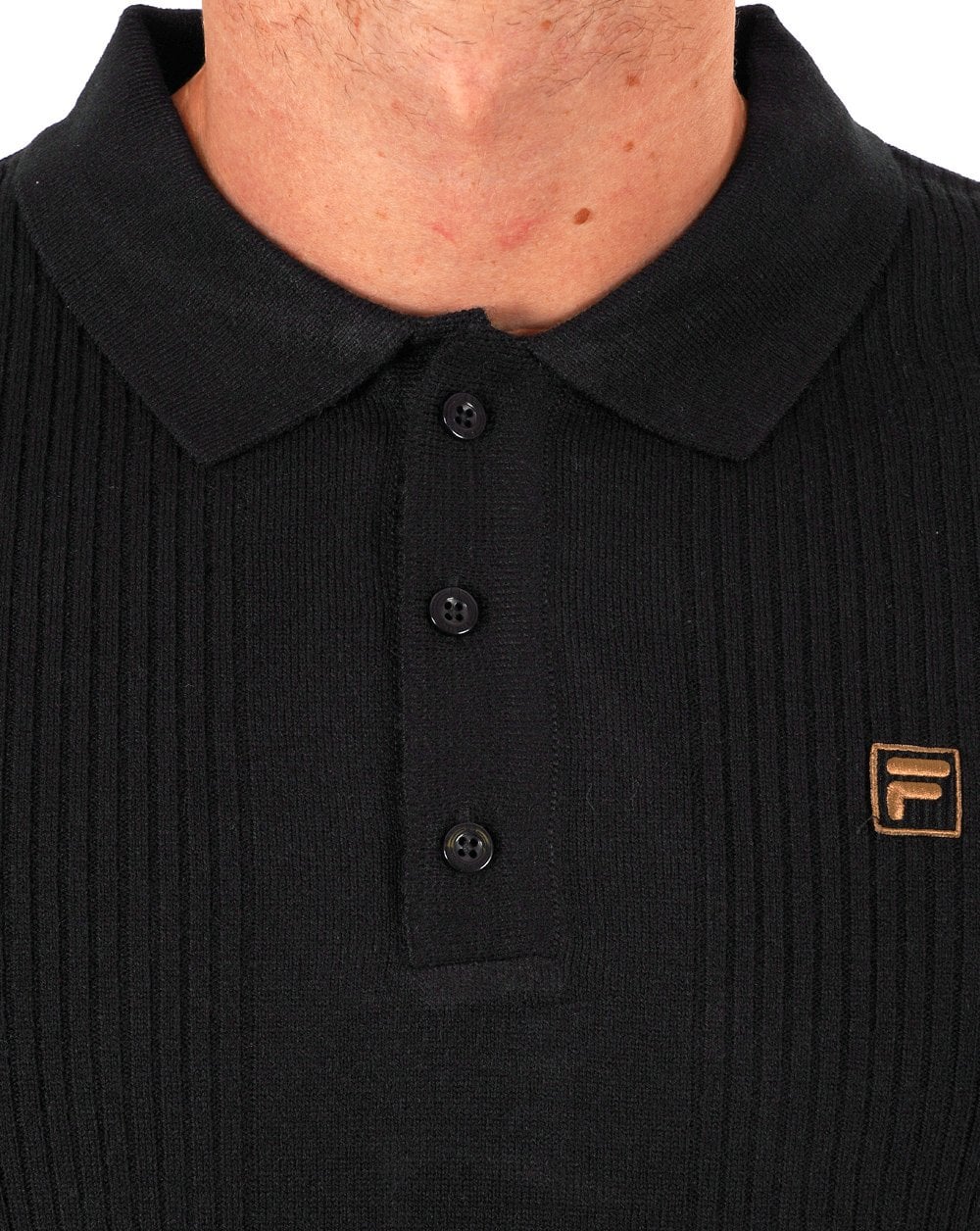Fila Gold Textured LS Knit Polo Black