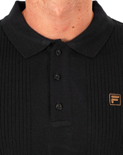 Fila Gold Textured LS Knit Polo Black