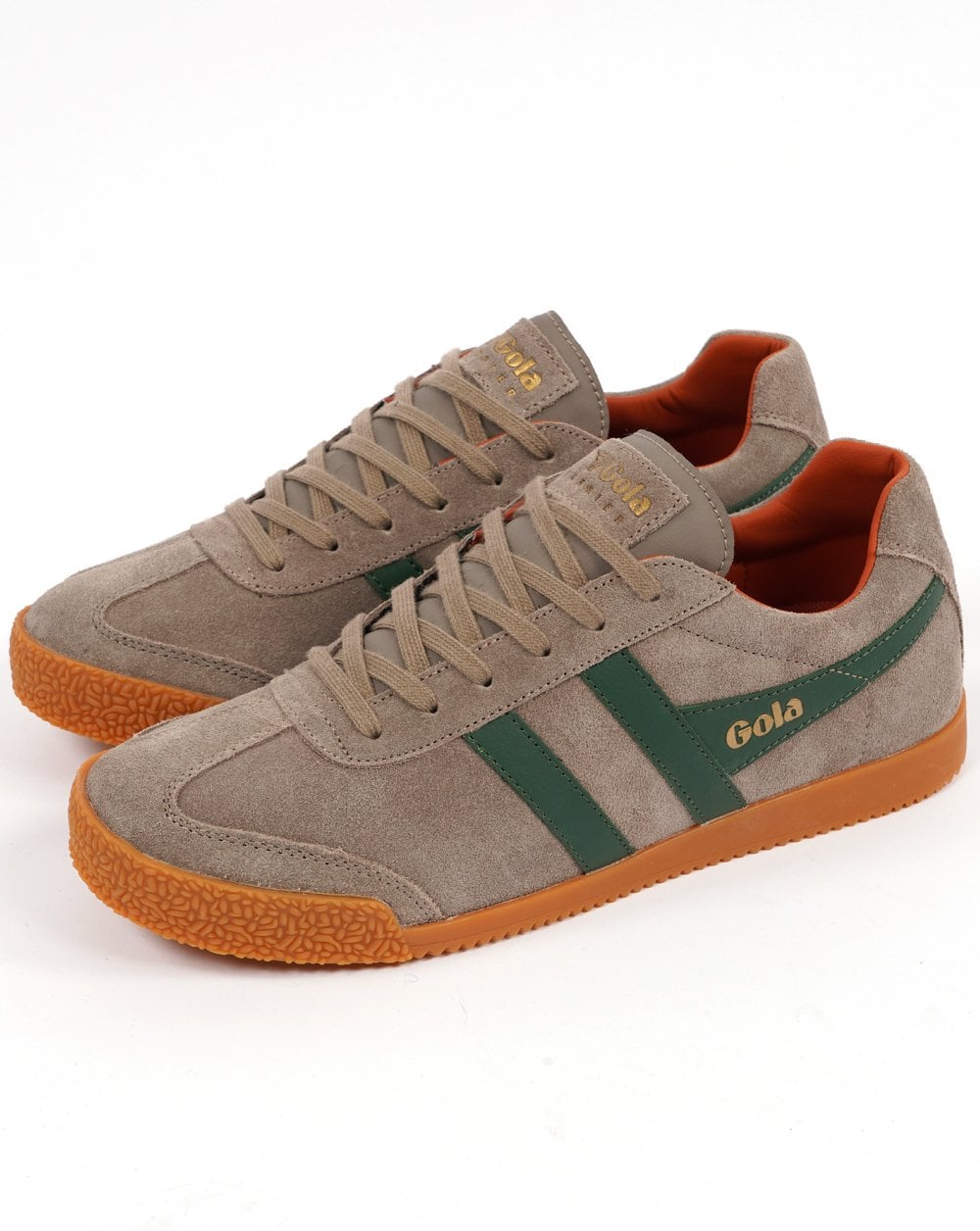Gola Harrier Suede Trainer Rhino / Evergreen / Orange