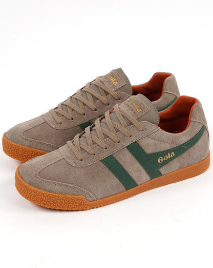 Gola Harrier Suede Trainer Rhino / Evergreen / Orange