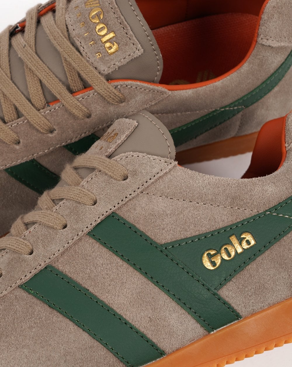 Gola Harrier Suede Trainer Rhino / Evergreen / Orange