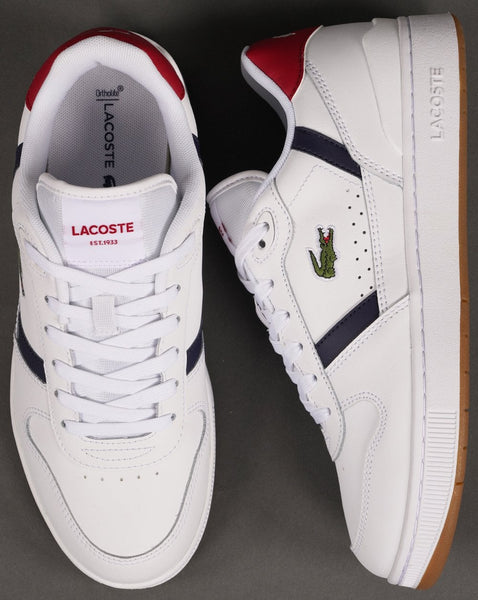 Lacoste T-clip Leather Trainers White/Navy/Red
