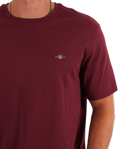 Gant Shield Crew T Shirt Wine Red