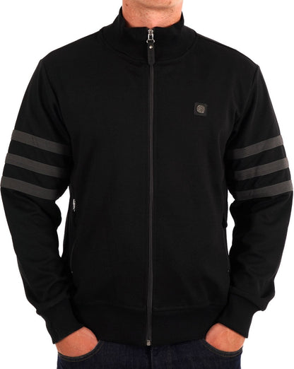 Trojan Stripe Sleeve Track Top Black