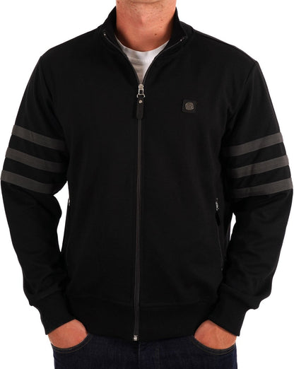 Trojan Stripe Sleeve Track Top Black
