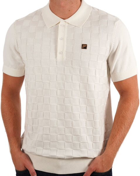 Fila Gold Square Knit Polo Off White