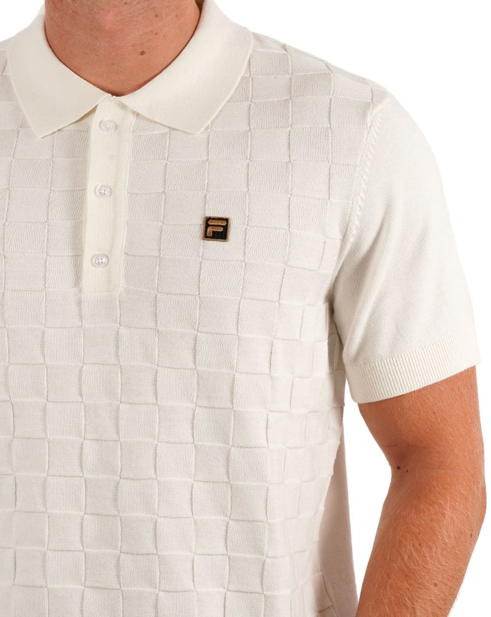 Fila Gold Square Knit Polo Off White
