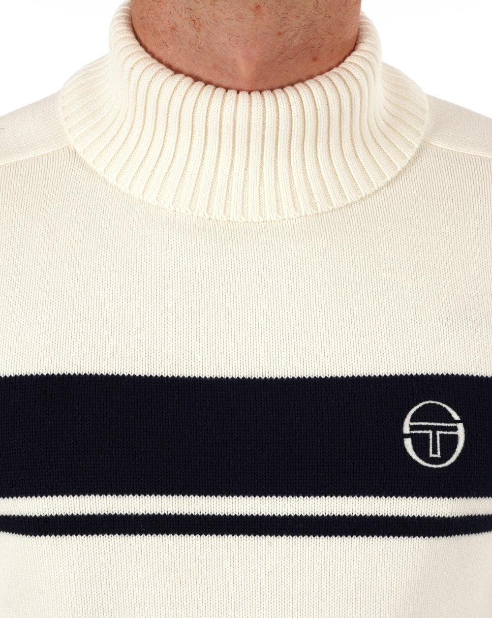 Sergio Tacchini Masters Roll Neck Knit Ecru Navy