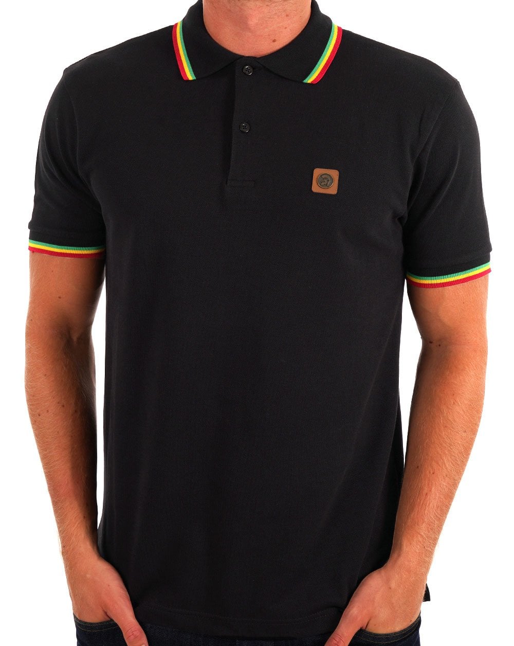Trojan Three Colour Tipped Pique Polo Black