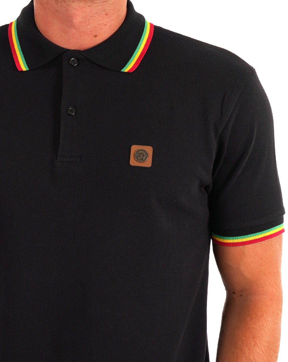 Trojan Three Colour Tipped Pique Polo Black