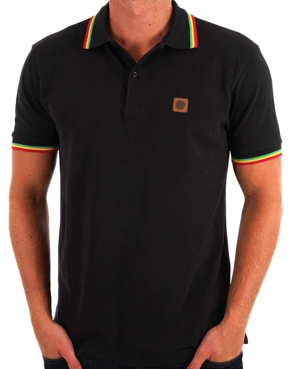 Trojan Three Colour Tipped Pique Polo Black