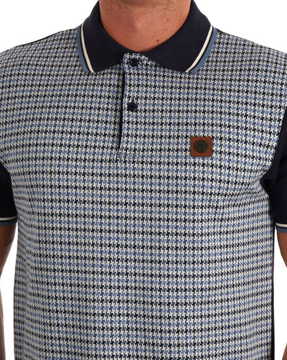 Trojan Houndstooth Panel Polo Navy