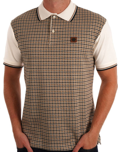 Trojan Houndstooth Panel Polo Ecru