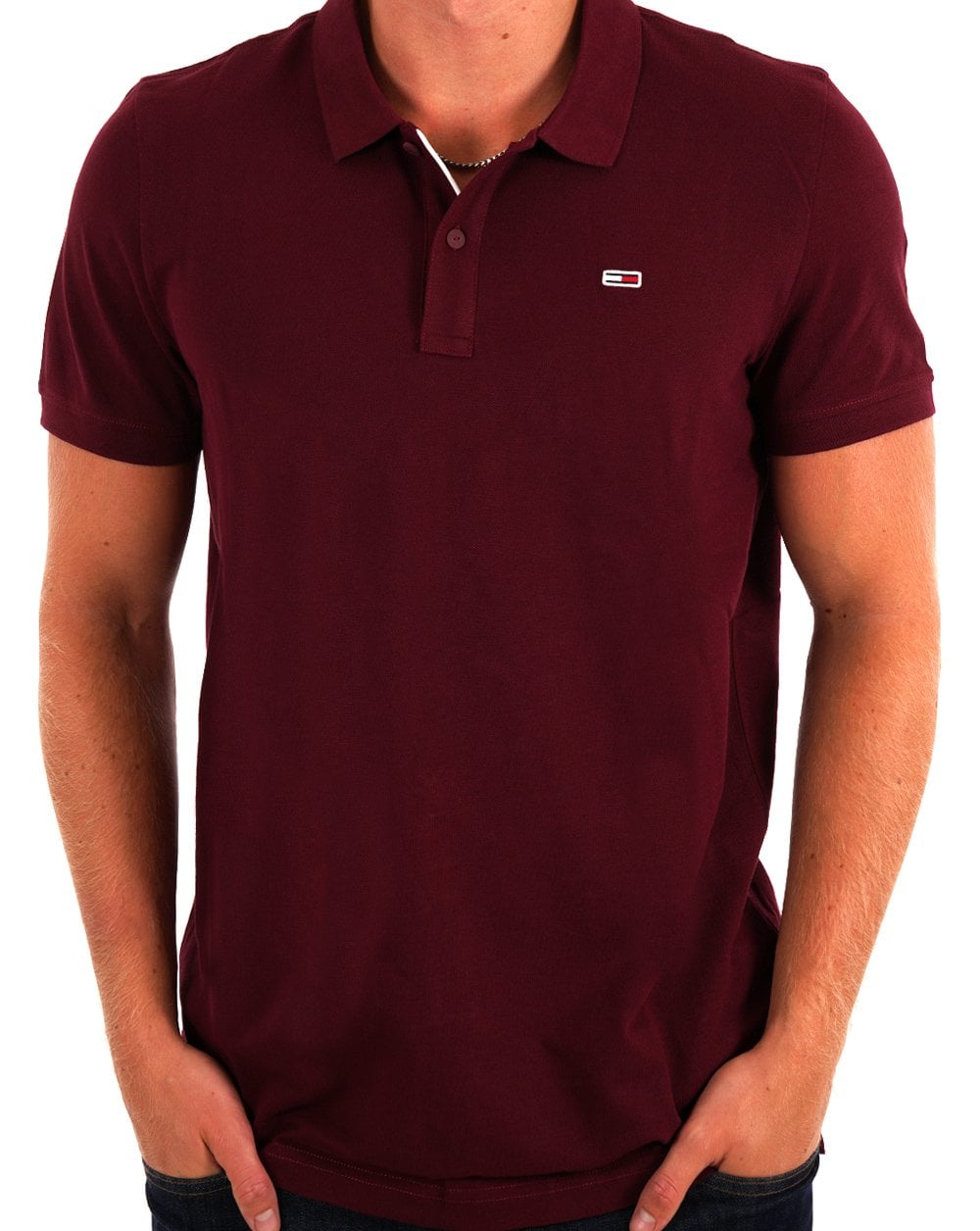 Tommy Jeans Slim Placket Polo Deep Rouge