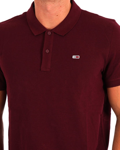 Tommy Jeans Slim Placket Polo Deep Rouge