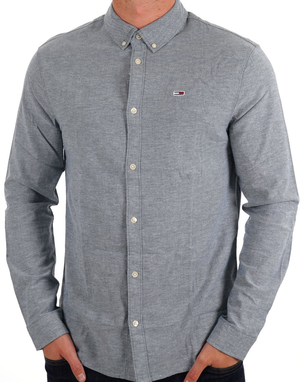 Tommy Jeans Stretch Oxford Cotton Shirt Deep Seawater