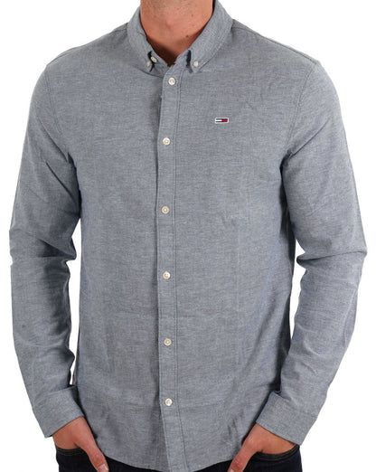 Tommy Jeans Stretch Oxford Cotton Shirt Deep Seawater