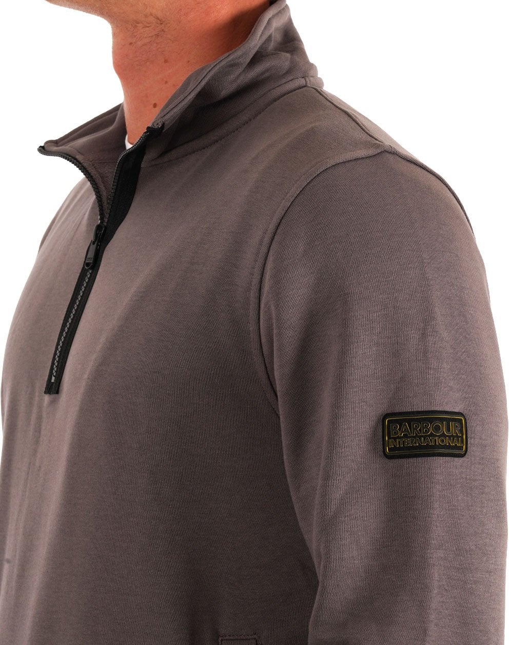 Barbour International Outline Funnel Neck Sweatshirt Plum Grey