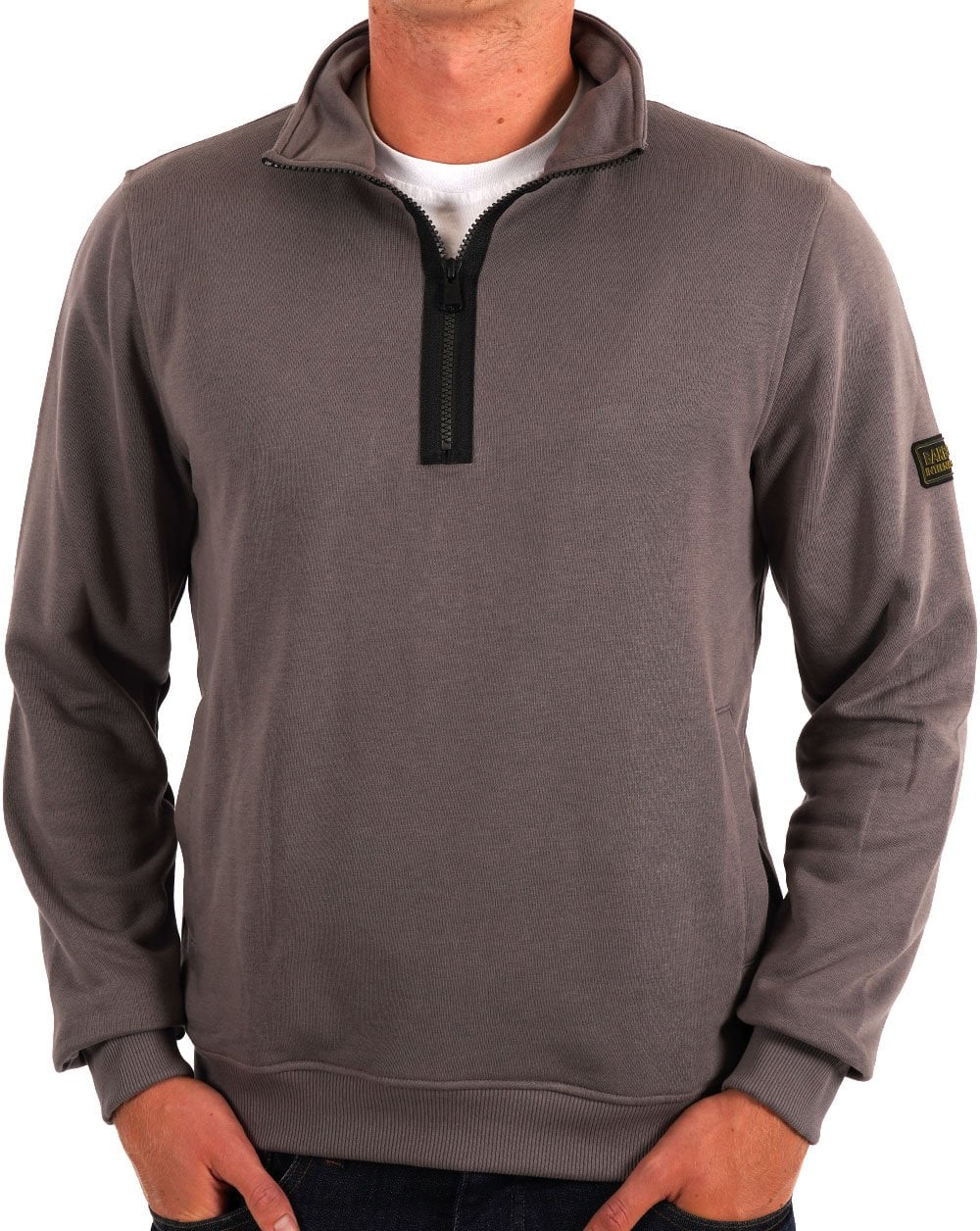 Barbour International Outline Funnel Neck Sweatshirt Plum Grey