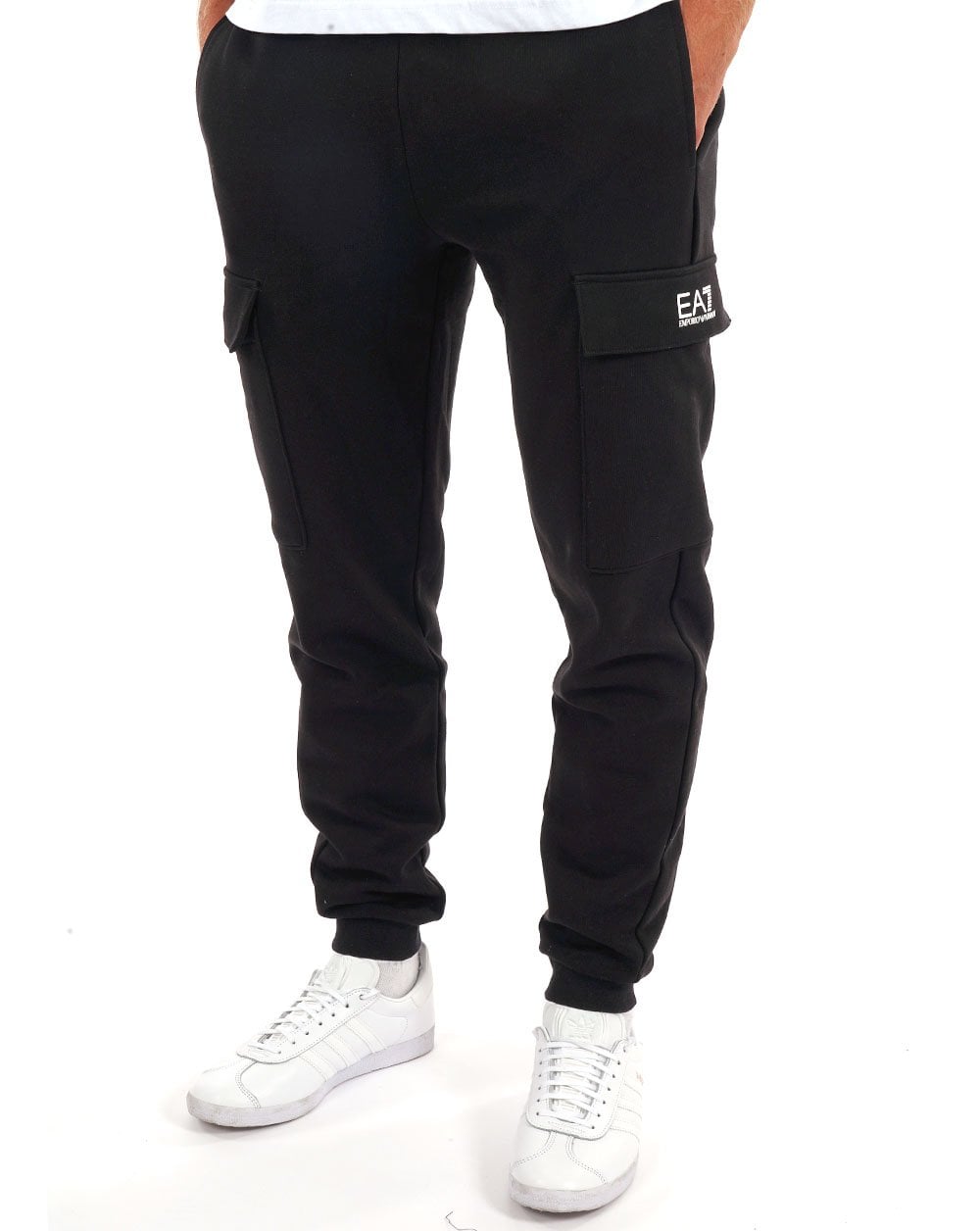 EA7 Logo Cargo Track Pant Black/White