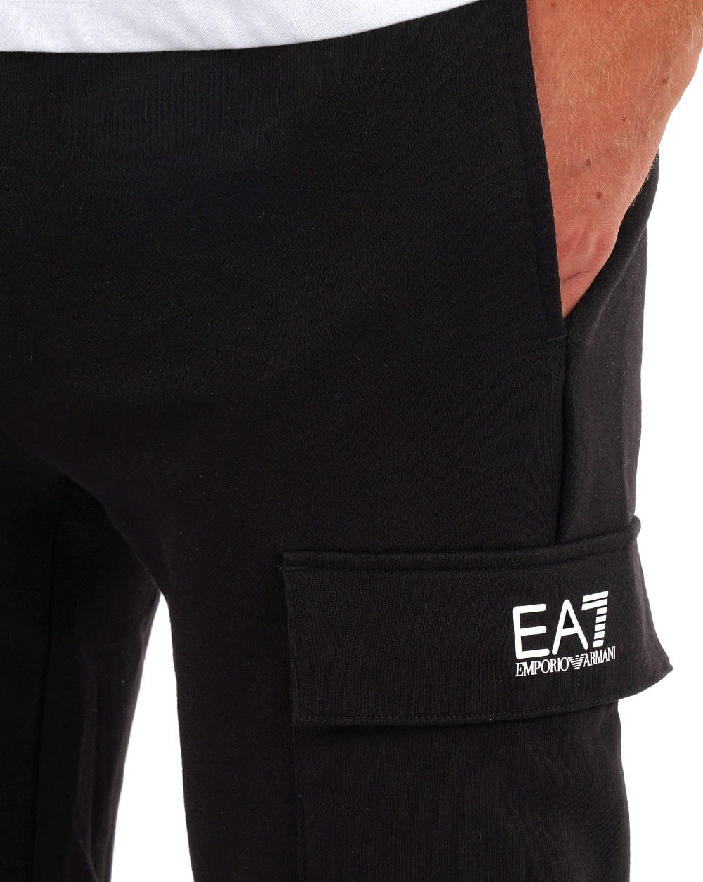EA7 Logo Cargo Track Pant Black/White