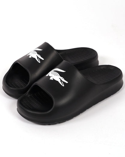 Lacoste Logo Print Serve Slide 2.0 Black/White