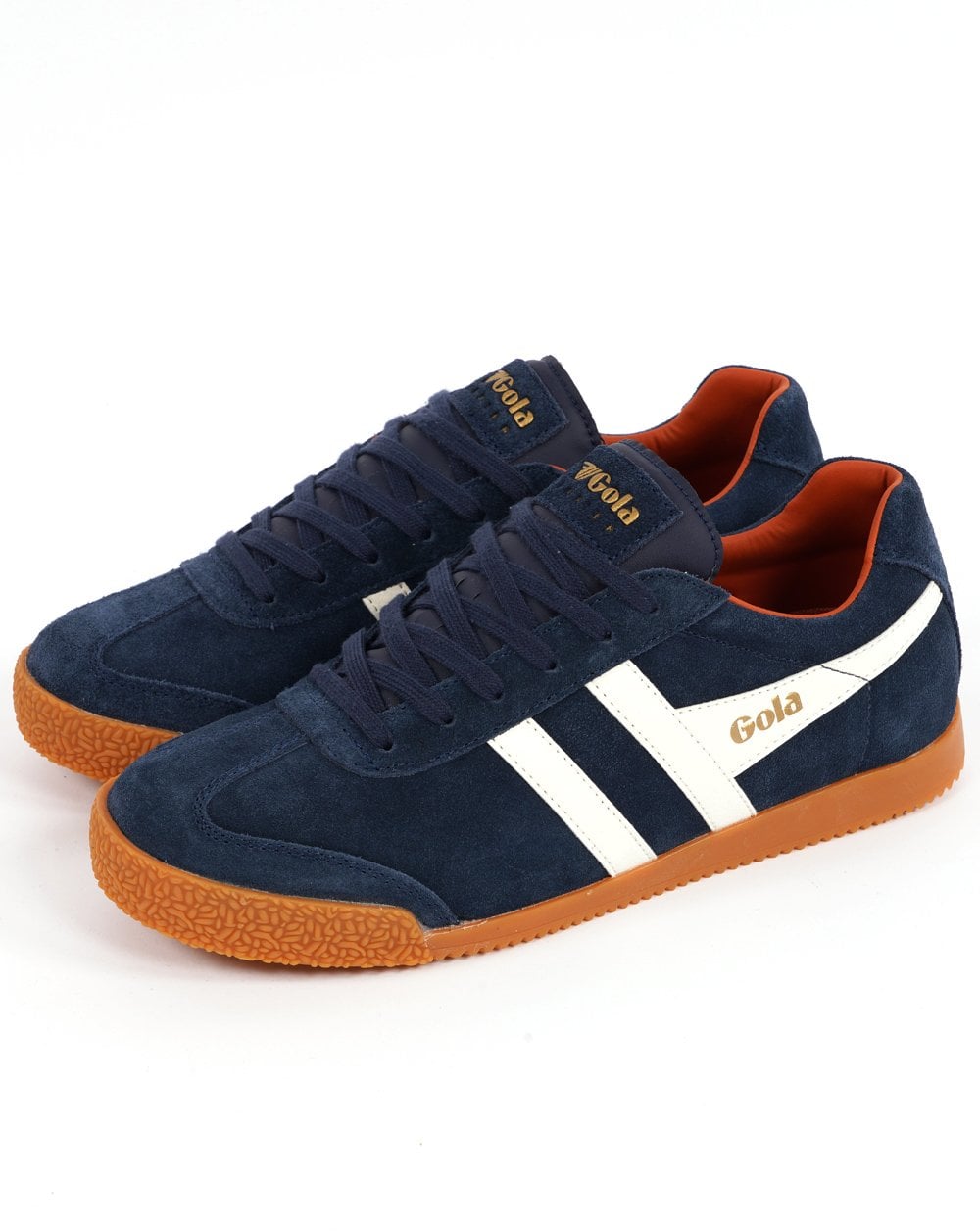 Gola Harrier Suede Trainer Navy / Off White / Orange