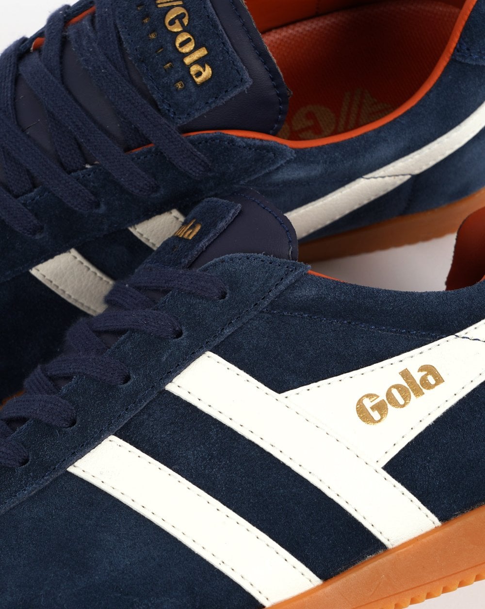 Gola Harrier Suede Trainer Navy / Off White / Orange