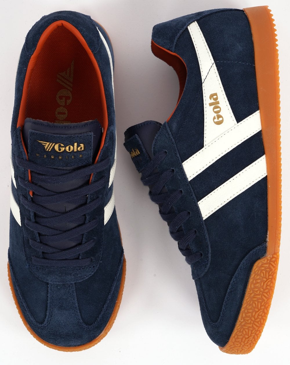 Gola Harrier Suede Trainer Navy / Off White / Orange