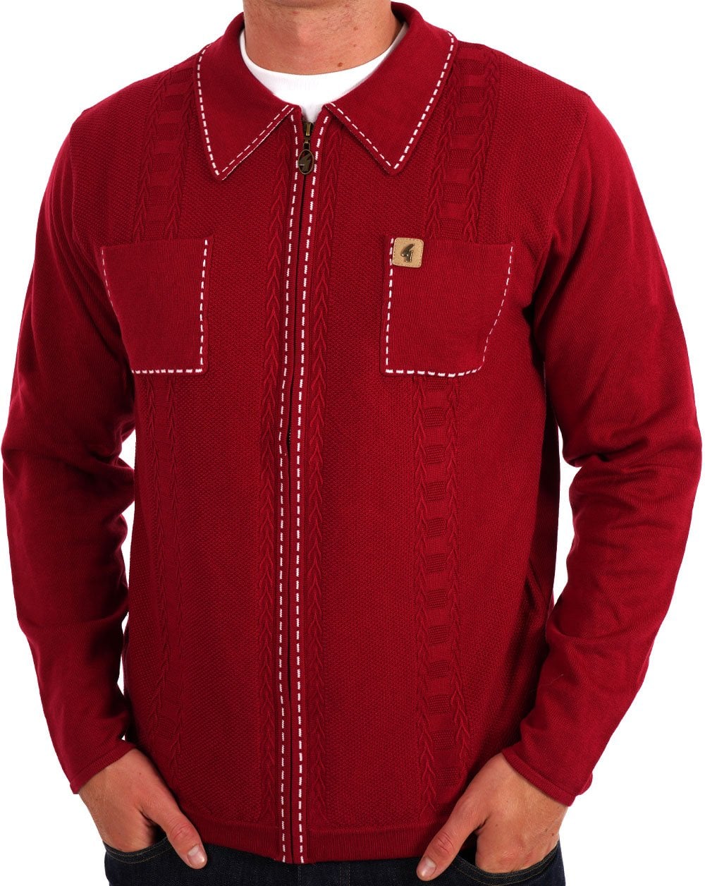 Gabicci Vintage Serge Knit Zip Up Cherry