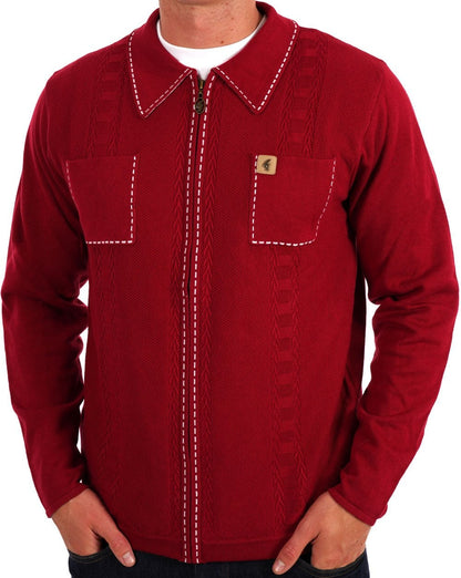 Gabicci Vintage Serge Knit Zip Up Cherry